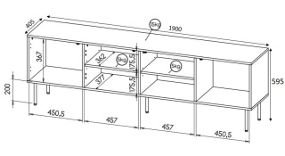 StolikTV.pl HOLE 190x40,5xH59,5 czarny mat